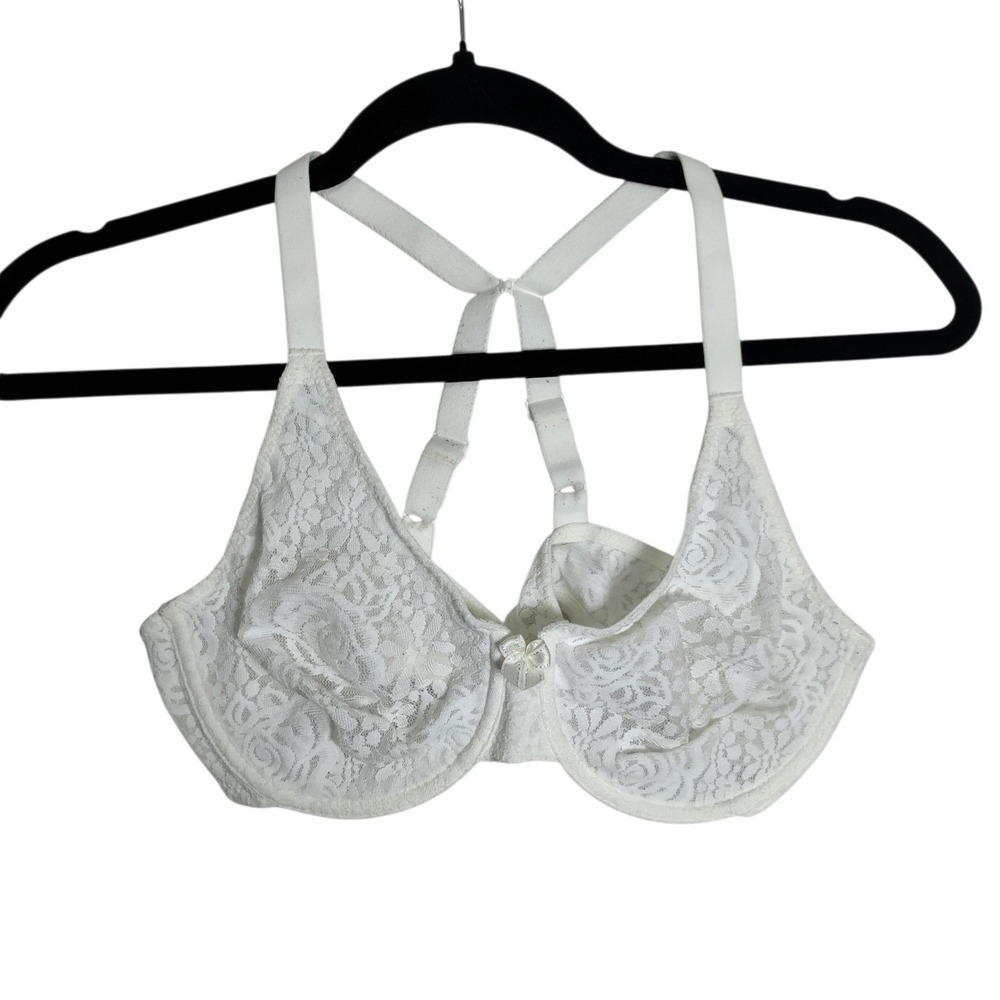Wacoal Halo Lace Front Close T-Back Underwire Bra 851205 White 38C